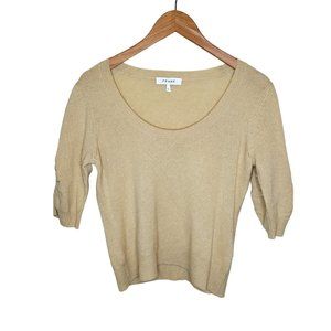 Frame Women's Large Pure Cashmere Taupe Crew Neck Pullover Sweater